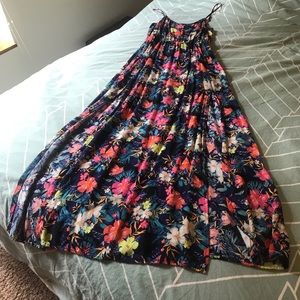 H&M maxi Hawaiian-print dress with high leg slits